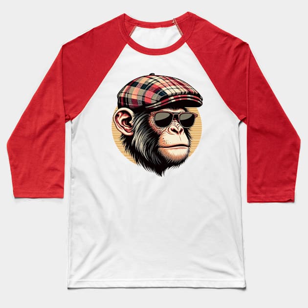 Monkey wearing newsboy hat and eyeglasses Baseball T-Shirt by grappict